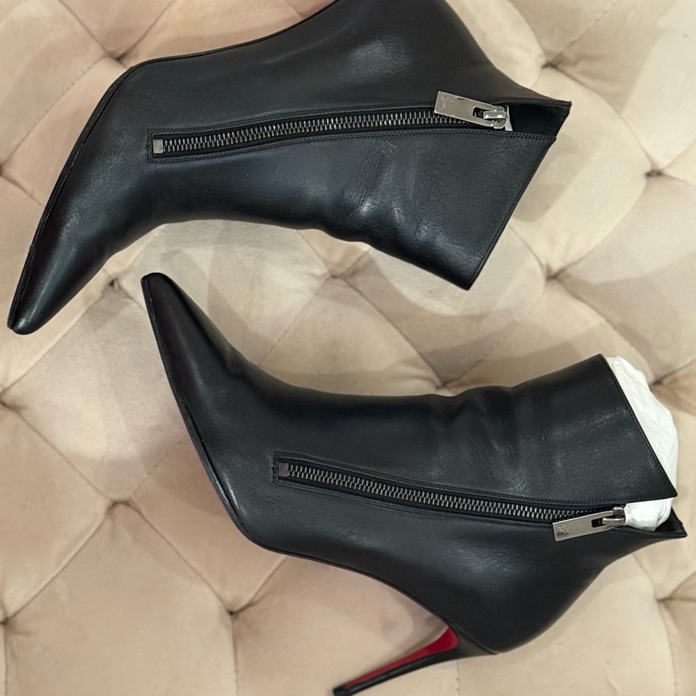 Christian Louboutin Black Leather Ankle Boots